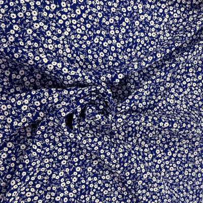 Ткань Штапель 110гр/м2, 100вск, 147см, цветы, синий, VT-11184/D19655/C#5 TOG010