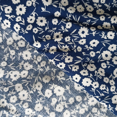 Ткань Штапель 110гр/м2, 100вск, 147см, цветы, синий, VT-11184/D19655/C#5 TOG011